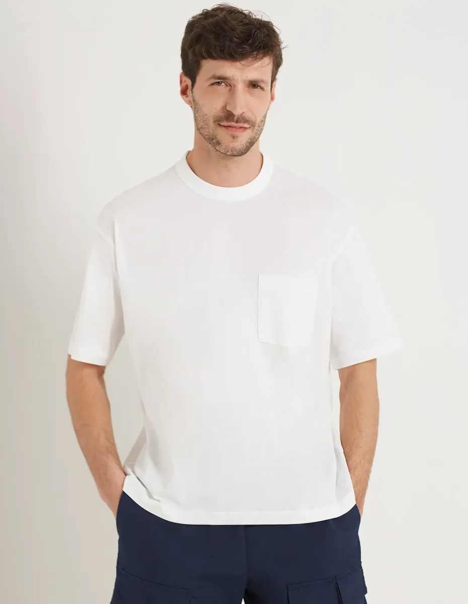 Maglia girocollo a maniche corte in cotone Easy Living